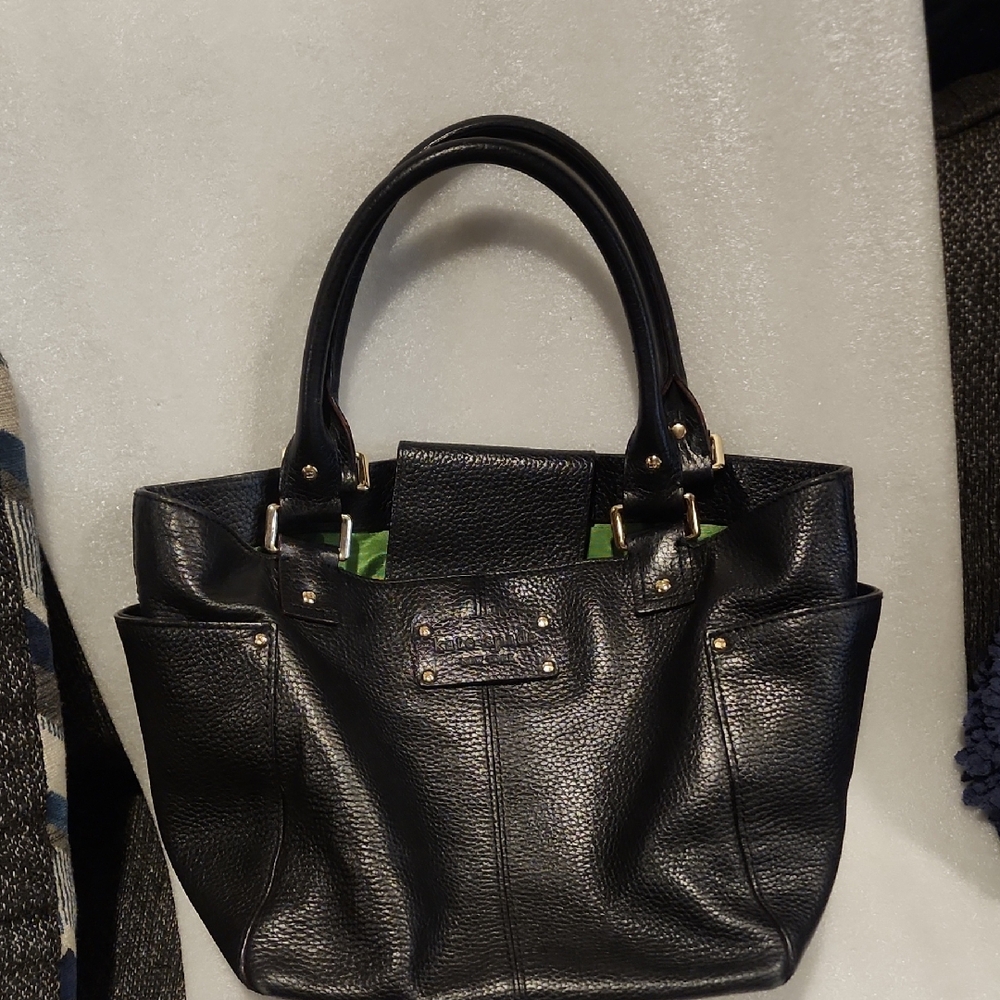 Kate Spadw Elegant Black Leather Tote Bag Used